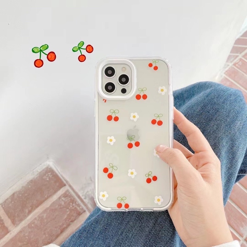 Red Cherry Two Way Softcase Case HP Lucu for iphone XS Max XR 11 Pro Max 12 Pro Max 13 Pro Max