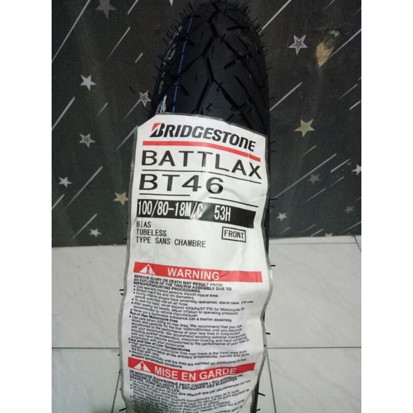 BAN LUAR BRIDGESTONE BT 46 UKURAN  100/80-18 TUBELESS