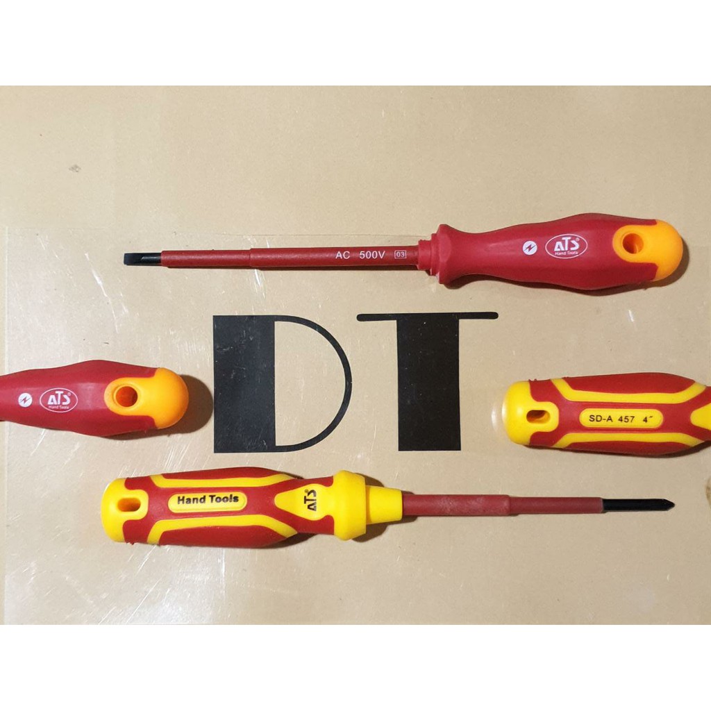 Obeng Elektrik ATS 4in - Obeng Listrik Karet Magnet 4 Minus Insulated Electric Screwdriver 4&quot;