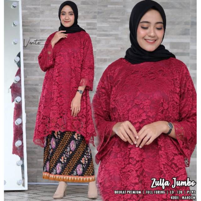 ZULFA SET LD 120 SETELAN KEBAYA BRUKAT PREMIUM CASUAL JUMBO