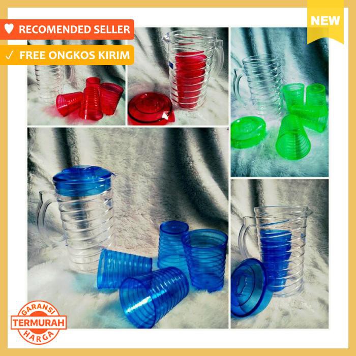 PAKET PERALATAN MINUM - TEKO BERANAK KRISTAL MIKA / TEKO SET GELAS / GIFT SET / TEKO KRISTAL