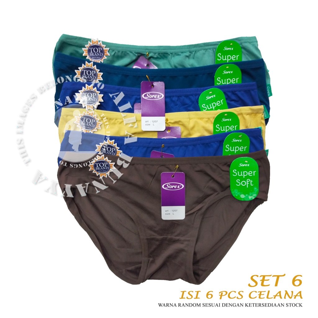 6 Pcs Celana Dalam Wanita SOREX 1257 - CD Underwear - Super Soft - Pakaian Dalam Wanita Katun Cotton