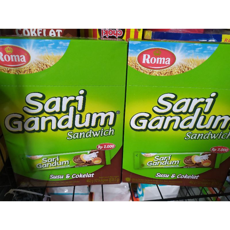 

roma sari gandum sandwich coklat 39 gram(1 pack isi 12 pcs)