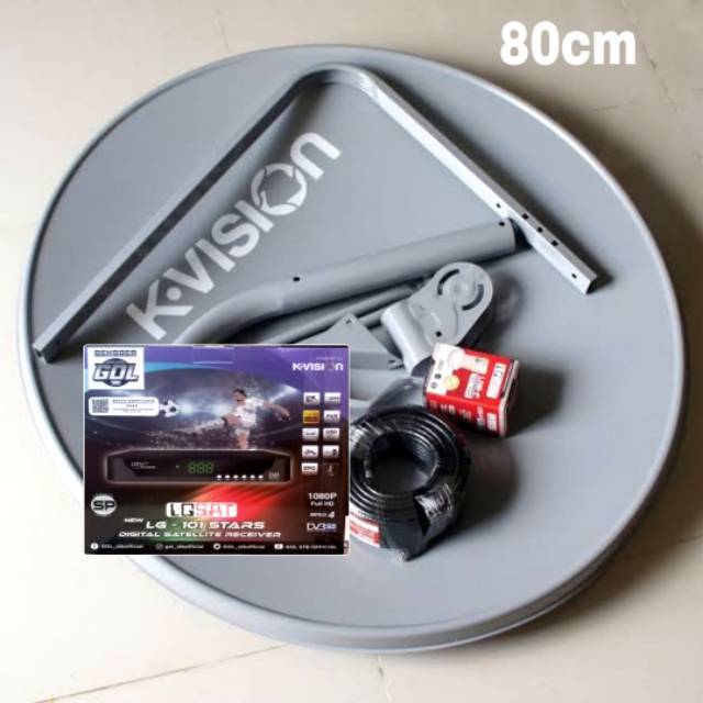 Antena paket parabola 80cm k vision lengkap receiver LGsat stars hd free channel