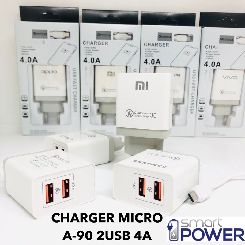 SEN-CHARGER MICRO A-90 ALL BRAND 2USB 4A IC SMARTPOWER