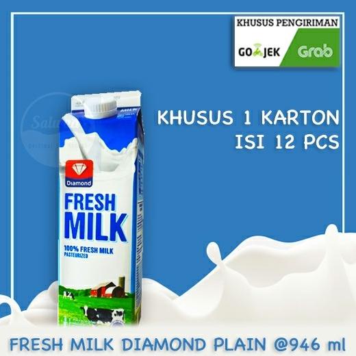 

READY COD Fresh Milk Diamond Plain / Tawar 946ml (1 karton isi 12 pcs)