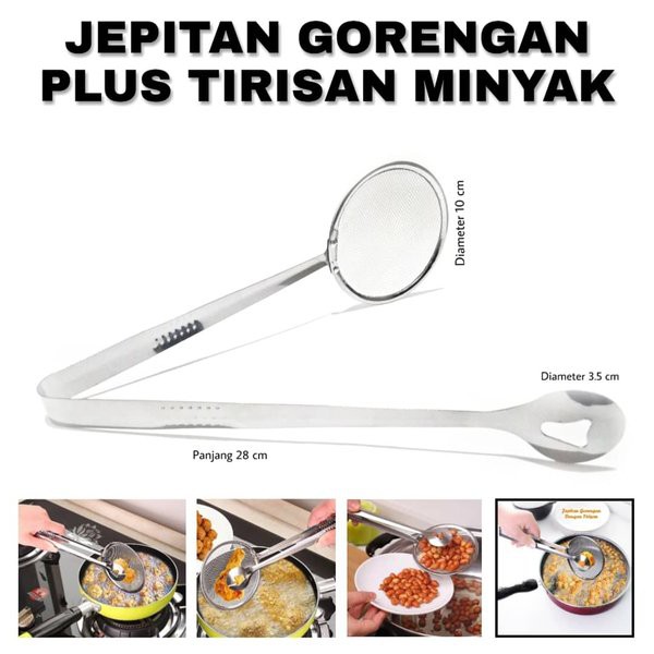 Alat Jepitan Gorengan / Pencapit Bahan Stainless Tebal Dengan Tirisan Minyak Termurah