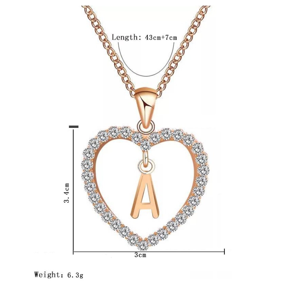 Kalung LIONTIN ALFABET Rantai 26 Huruf Korea Fashion Wanita Love Nama Necklace U - Z Titanium Alloy