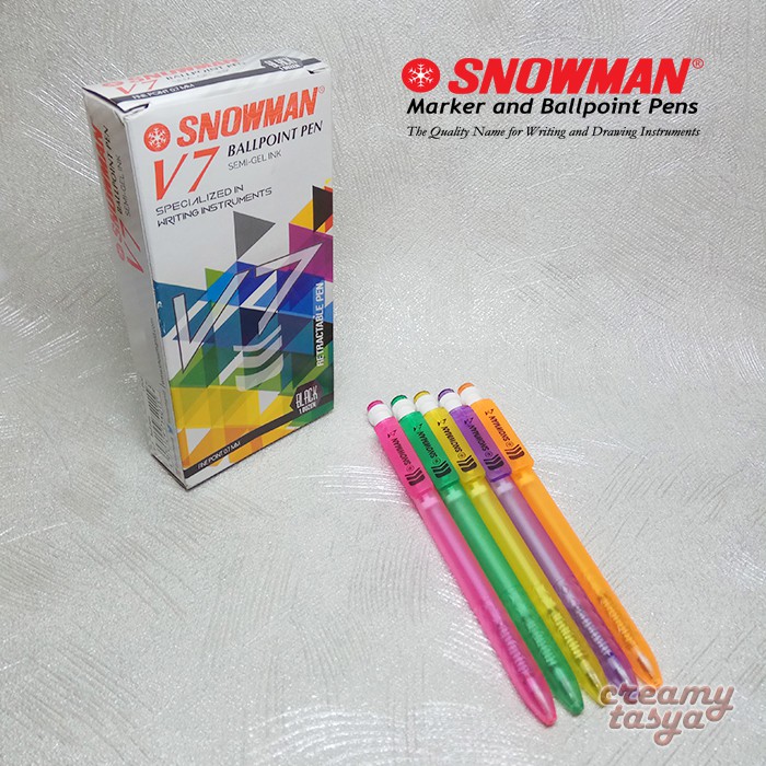 

Ballpoint Pen / Pulpen Snowman V7 Semi-Gel ink Retractable Pen