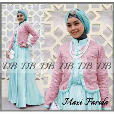 Baju muslim gamis pesta maxi dress brokat farida set