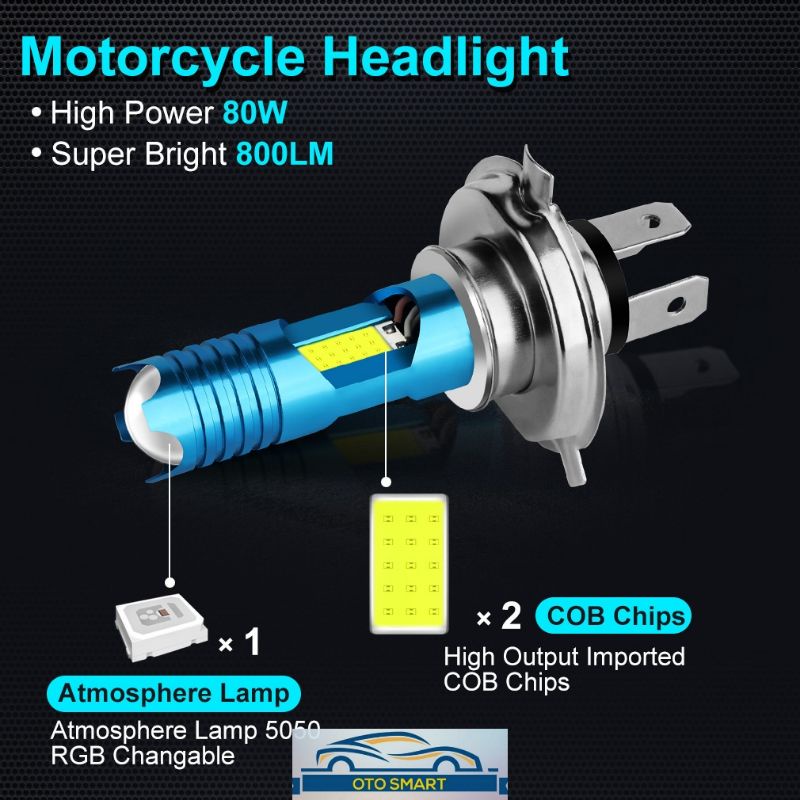 LAMPU MOTOR LED M11G H4 DAN P15D SENJA BIRU