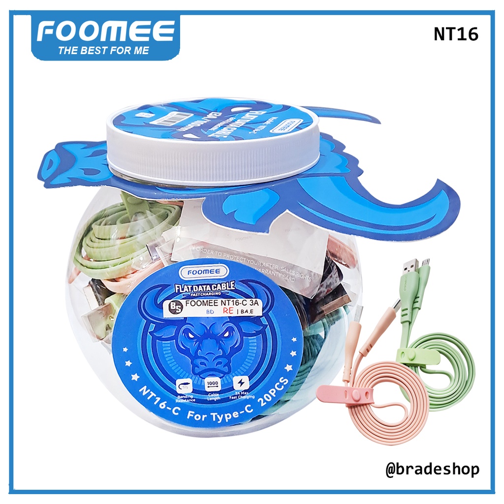 Kabel Data Foomee NT16 Type C 3A - Micro Android NK10E Cable 3A