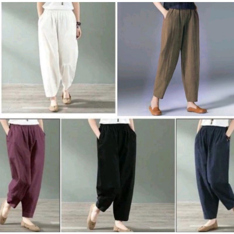 BLOSSOME PANTS CELANA LINEN QILLA  BAGGY PANTS HAREM PANTS