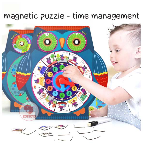 Zoetoys Magnetic Puzzle Life Cycle Words Add Body Traffic Time Bin Sorting UCMD Suitcase | Mainan Belajar Mengenal Waktu Wooden Clock Magnet Counting Time Toys Alphabet A-Z Cari Kado Natal