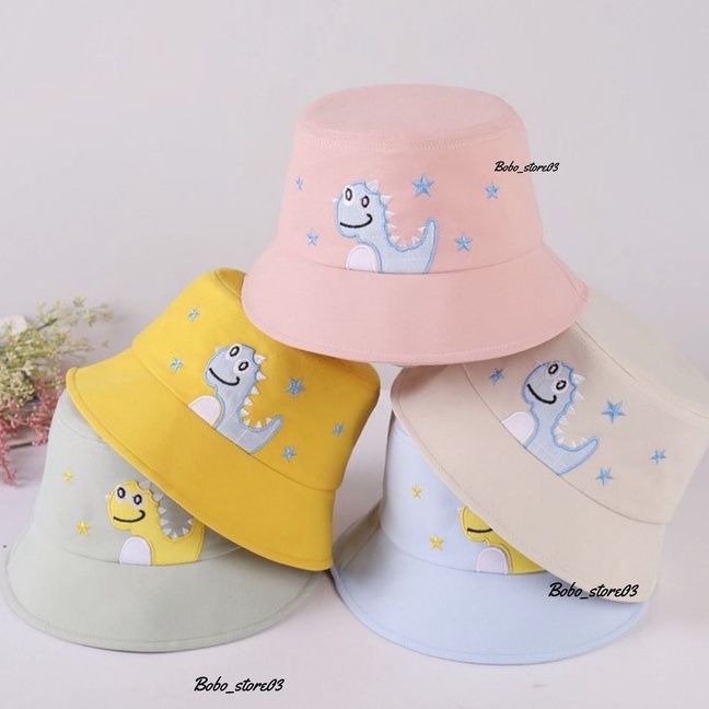 Topi Bucket Anak Bordir Dino Tanduk Bucket Bordir Anak Laki Laki Perempuan premium