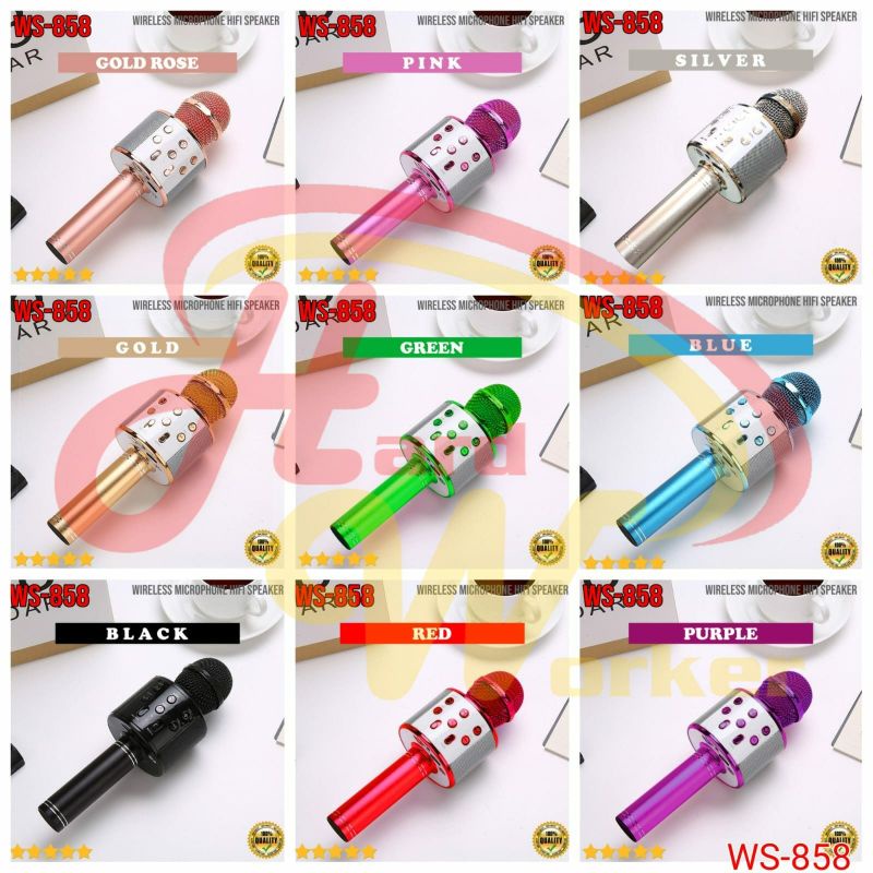Mic Karaoke Mikrofon Wireless Bluetooth WSTER WS858 WS-858 Mic Smule
