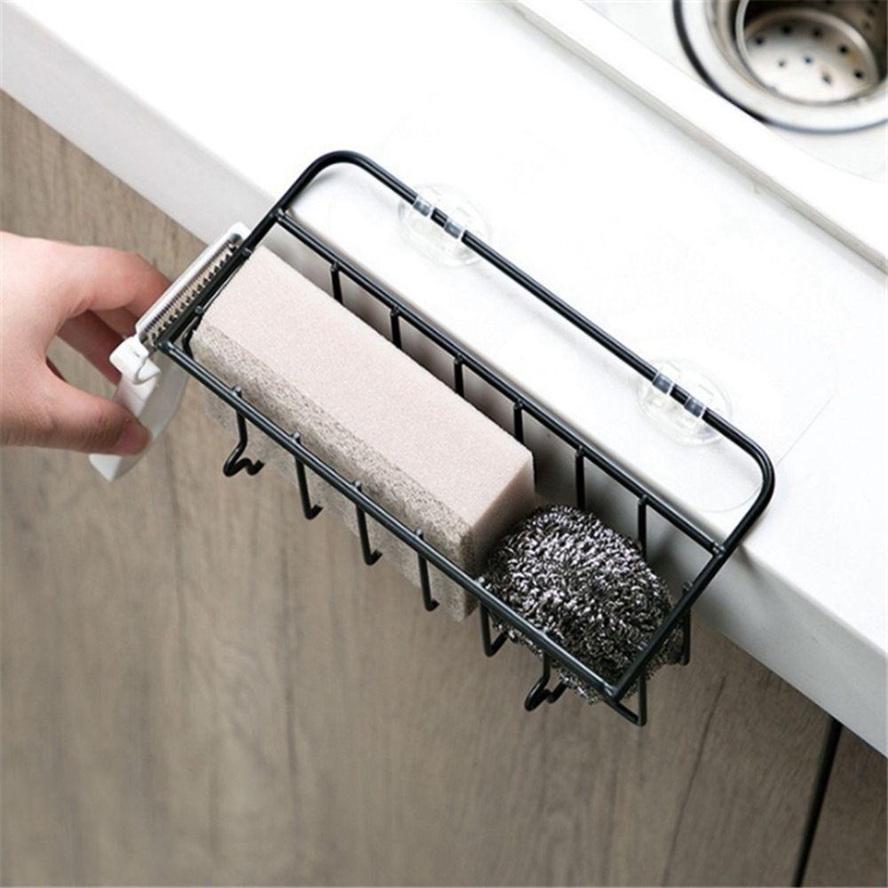 [Elegan] Holder Spons Sponge Drain Besi Aksesoris Wastafel Dapur Non-Marking Dinding Wastafel Organizer