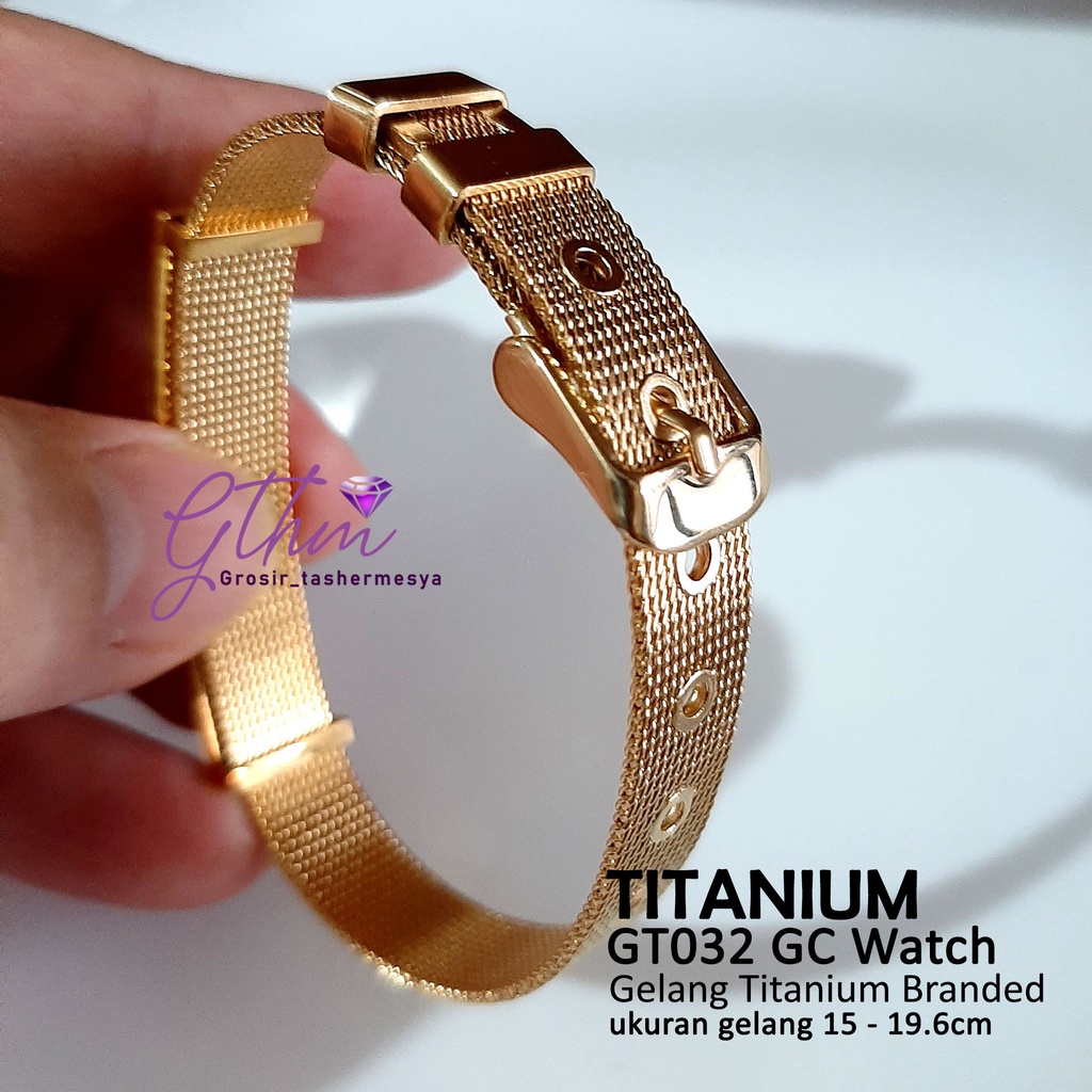 gelang titanium wanita gc peneng mirip jam  tangan keren mewah premium stainless steel 316L gt032