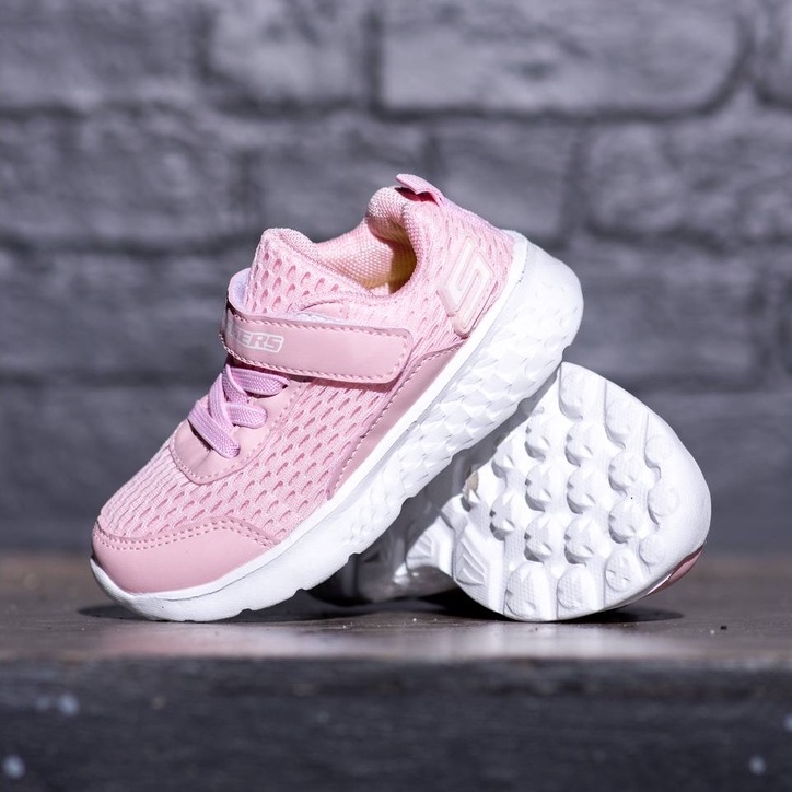 Skechers Verlcro Running Toodler/Kids/Baby [Blue/Peach]-5