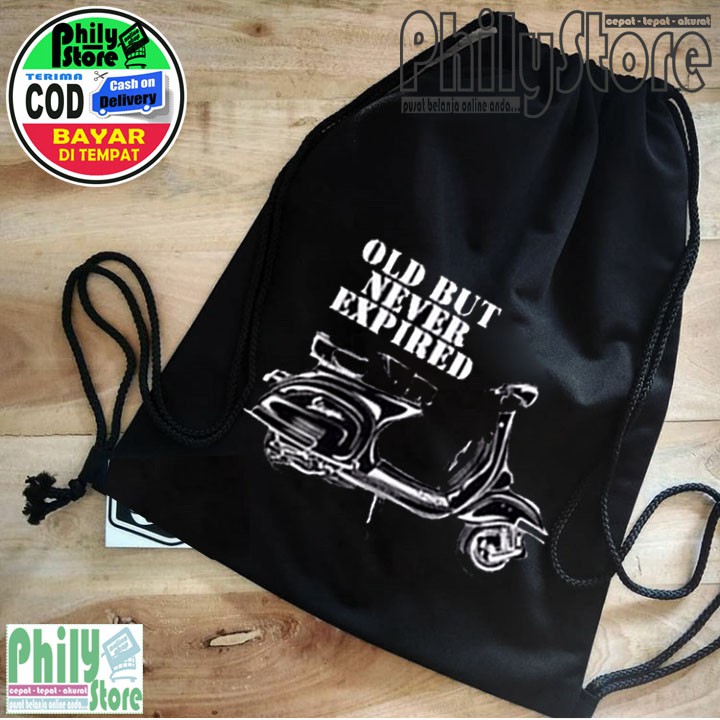 Tas Serut Vespa  Tas Sepeda / Drawstring / Tas Tali / Tas Stringbag Gym Olahraga ( MURAH BISA COD )