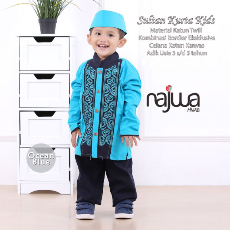 100% ORI - Sultan Kurta by Najwa Bahan Katun - Set Koko Anak Lebaran