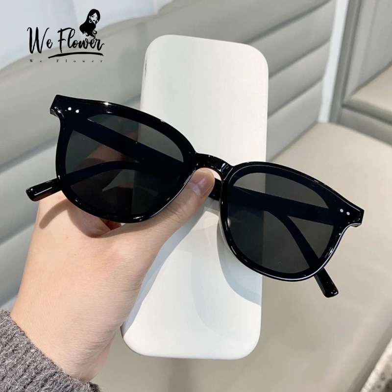 We Flower Klasik Retro Hitam Bingkai Persegi Kacamata Hitam Untuk Wanita Pria Ins Trendi Perlindungan UV Kacamata Outdoor Fashion Shades Eyeglasses