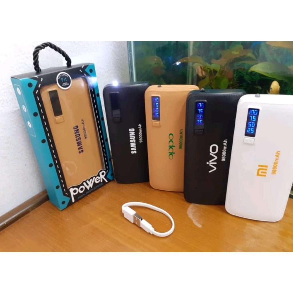 Powerbank 3 pot USB POWERBANK 99000Mah VIVO 3 USB PORT LED FLASH DIGITAL LEATHER LCD INDICATOR LED