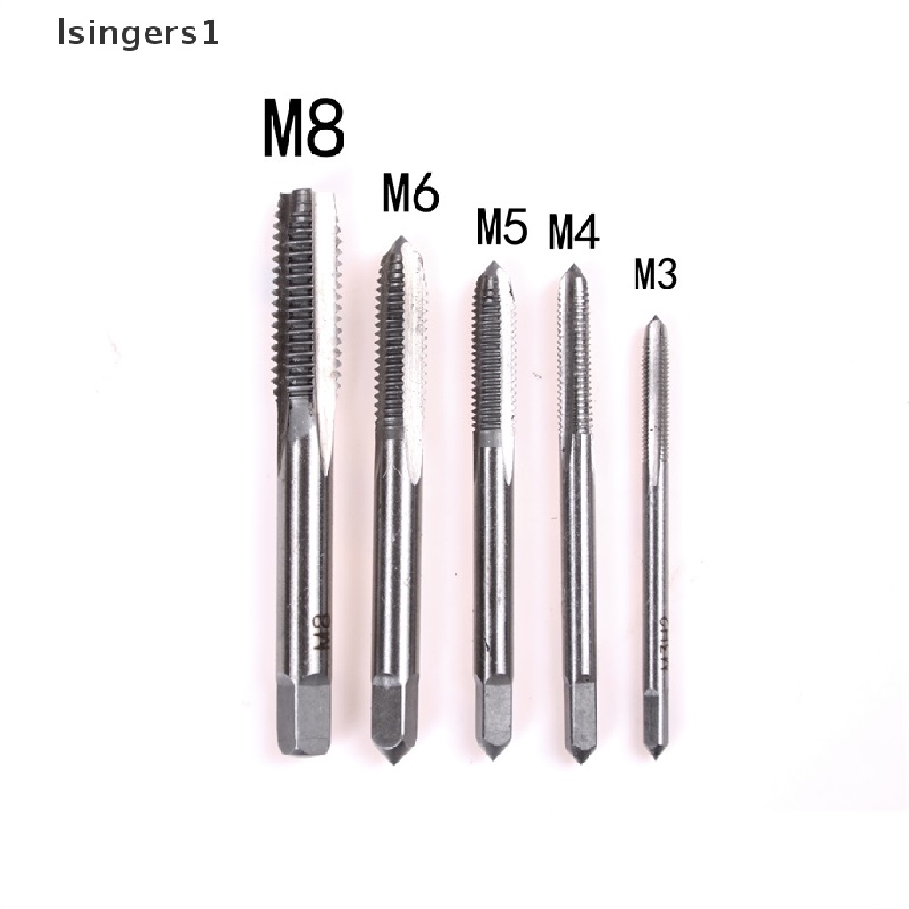 (lsingers1) 5pcs / Set Alat tapping Tangan Lurus Flute M3 M4 M5 M6 M8 3mm - 8mm