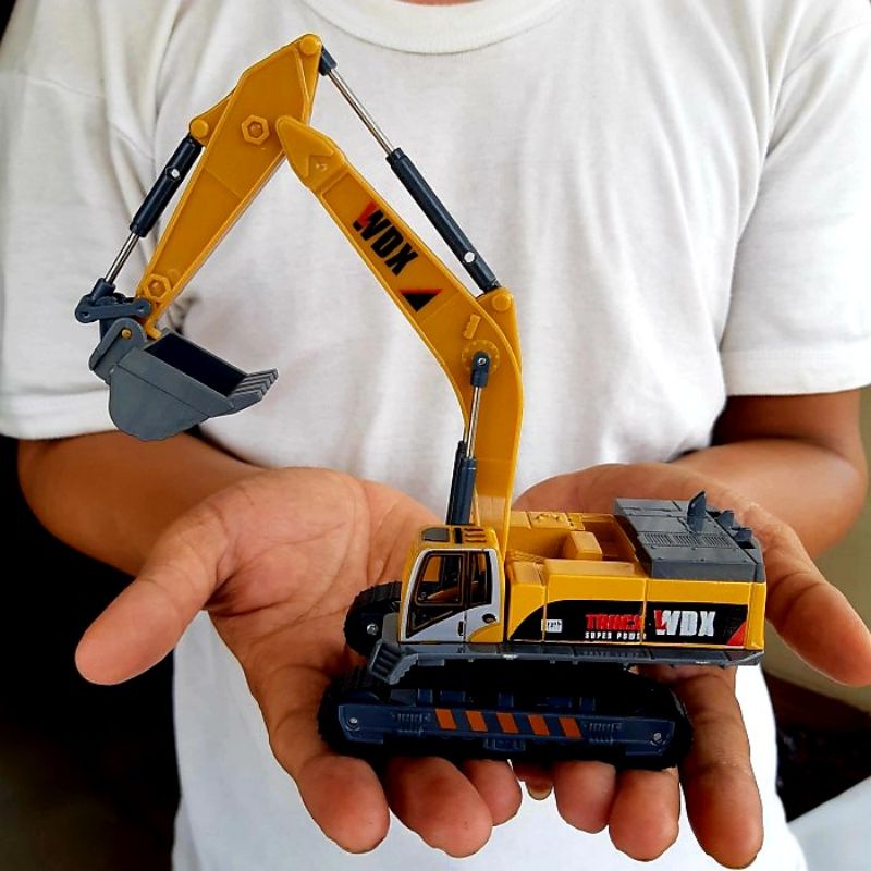 Diecast Set Truk Trailer &amp; Excavator Alloy - Mainan Miniatur Mobil Beko