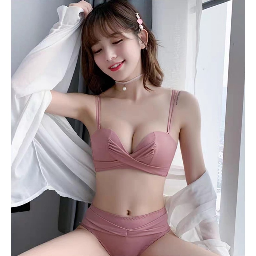 HUES.ID Bra Cute small thin chest bra halfcup tanpa kawat wanita import 9009