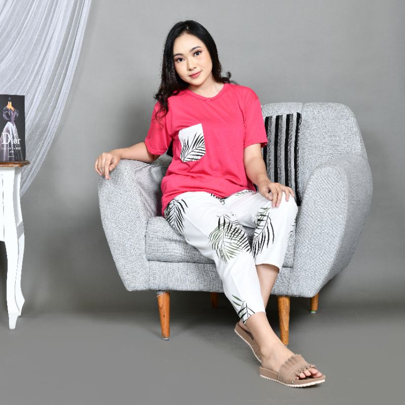Baju Tidur Piyama Wanita/Cewek Dewasa CP Oblong Celana Panjang Kombinasi Kekinian-CP OBLONG BC.W FANTA