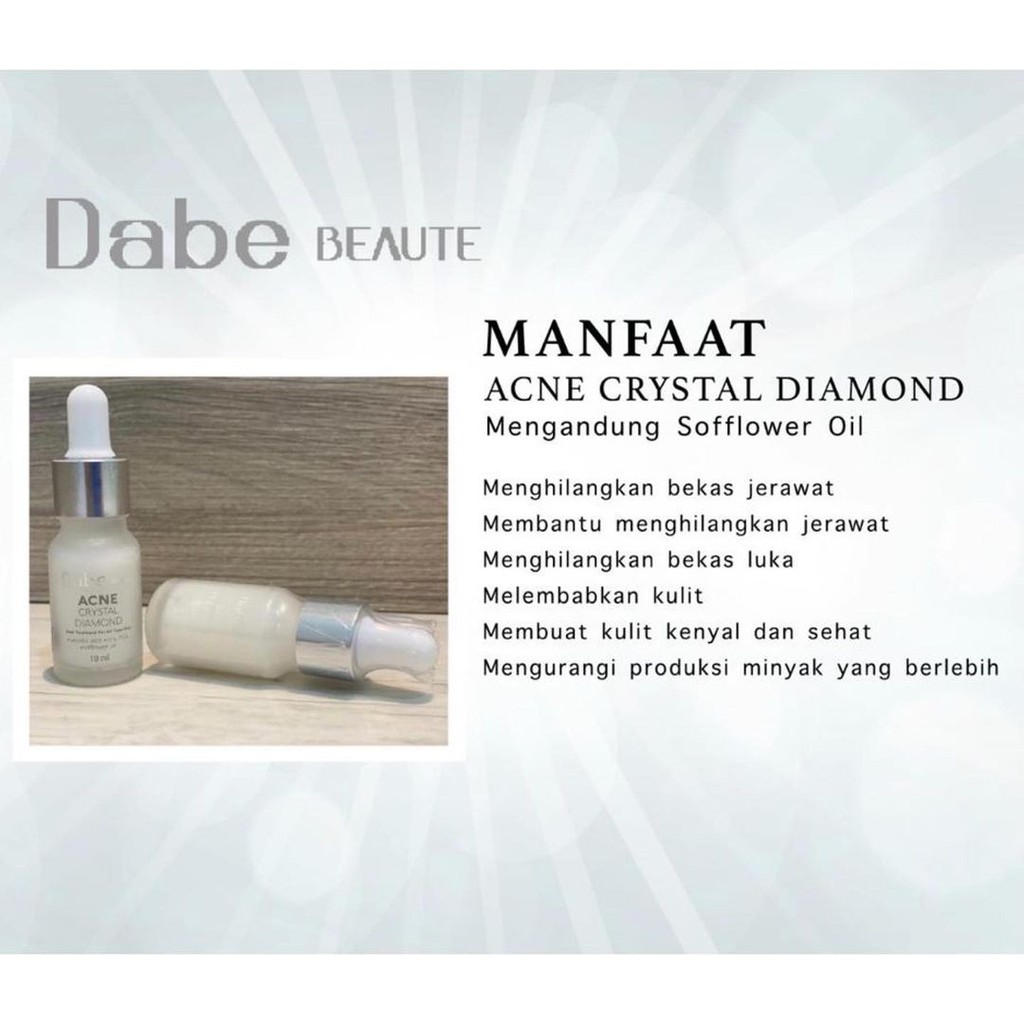 SERUM ACNE CRYSTAL DIAMOND DABE BEAUTE/ DABEAUTE bella shofie artis anti jerawat wajah mulus [COD]