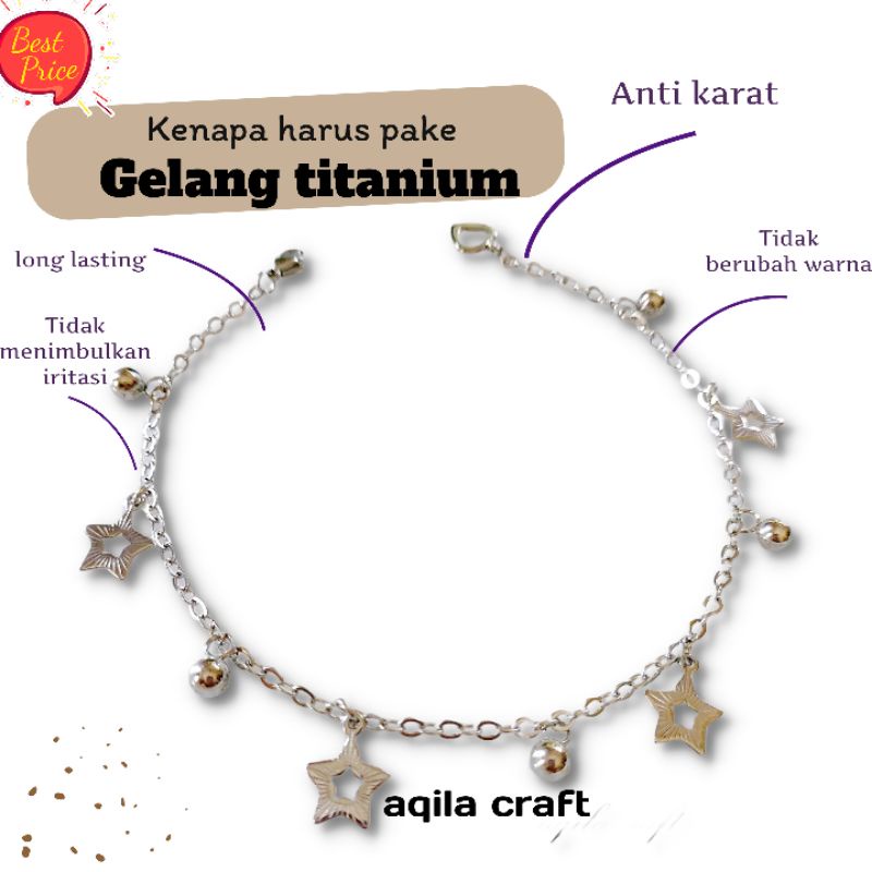 GELANG KAKI SILVER TITANIUM ANTI KARAT - PREMIUM - TIDAK BERUBAH WARNA.