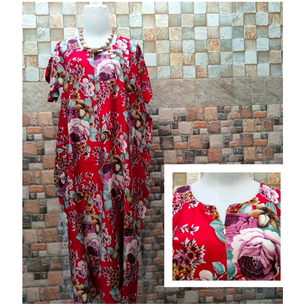 Daster Bali Loss resleting dan kancing JUMBO Uk-XXL | baju tidur | daster Panjang | pakaian wanita murah busui bukan model payung rayon bali-Foto 25-Resleting