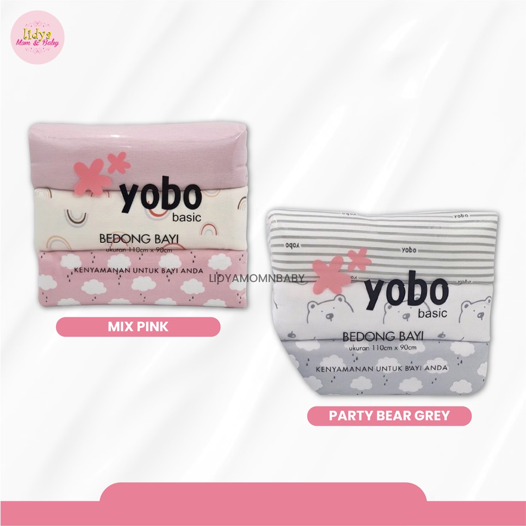 Bedong Bayi Persegi Panjang Classic Baby Swaddle Yobo By Babyu Bahan Kaos Lembut 1 Paket Isi 3 MIX  By Lidyamomnbaby