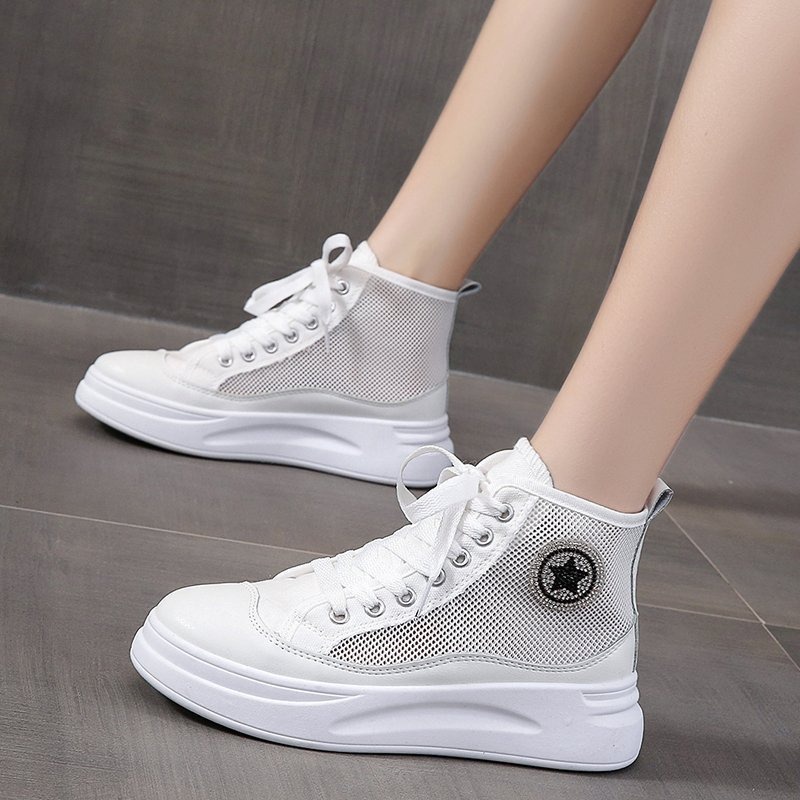 Sepatu Sneaker Tinggi Putih Import Kekinian Sepatu Wanita Hitam Import Korea SP-195