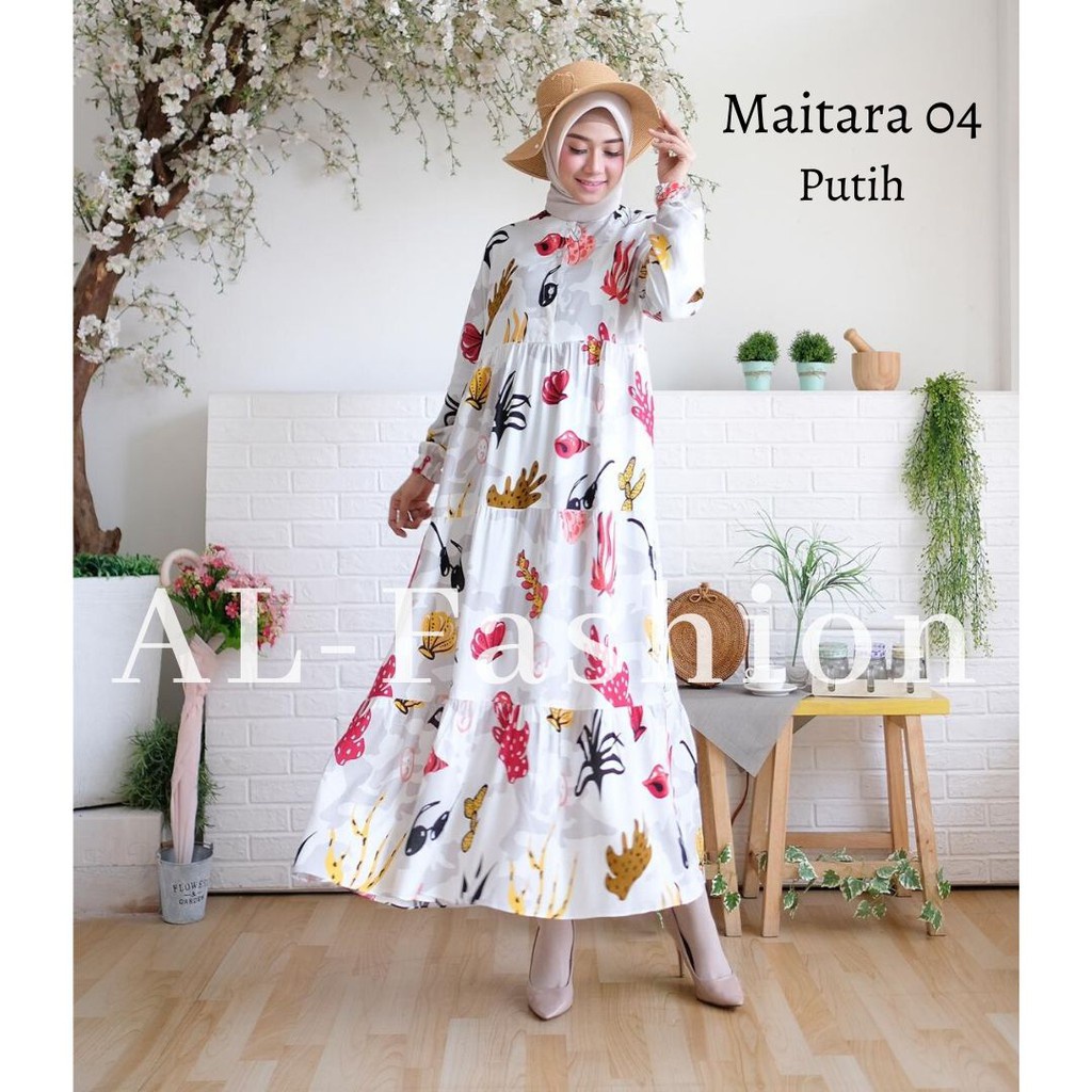 ABA agen baju homey dress gamis wanita MAITARA-MAITARA 04 PUTIH