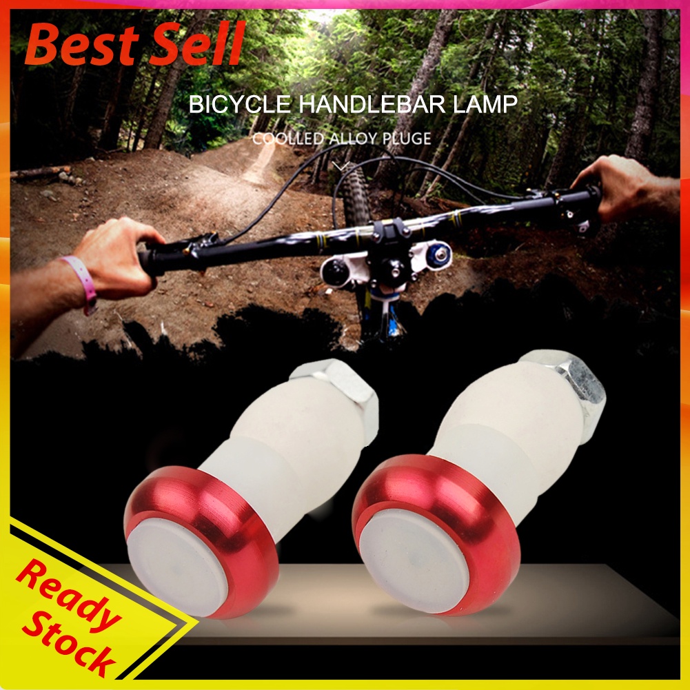 1 Pair Bicycle Handlebar Light LED Bar End Plugs Safety Warning Signal Lamp