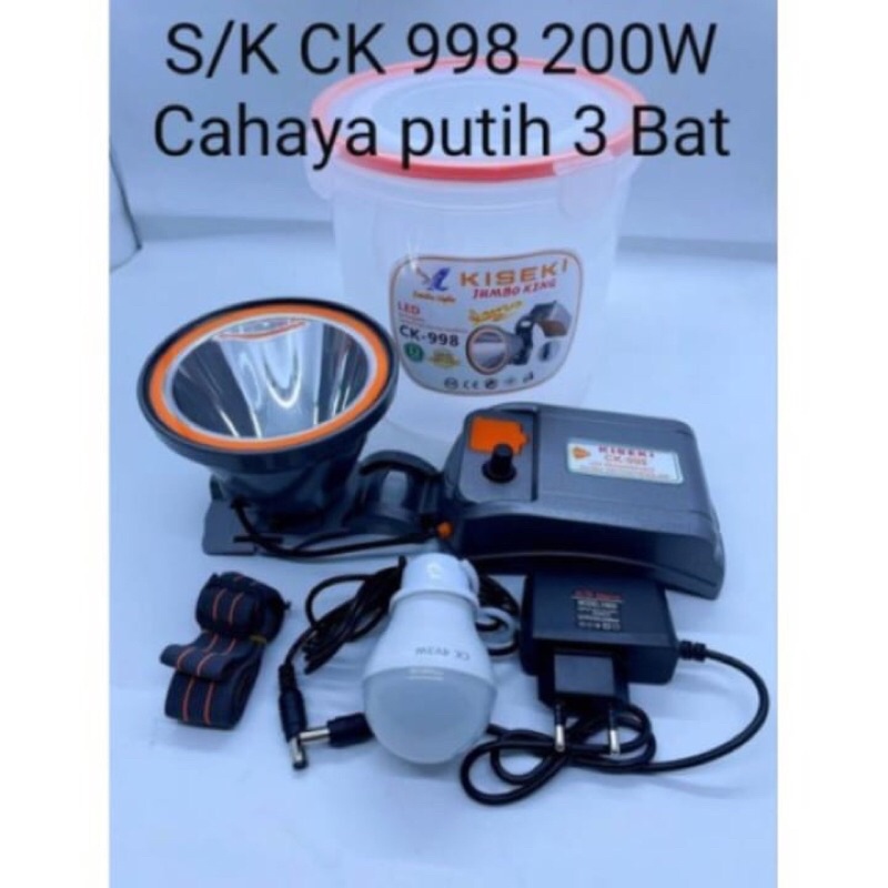 Head Lamp Senter Kepala Kiseki CK-998 Cahaya Putih 200W STOK TERBATAS