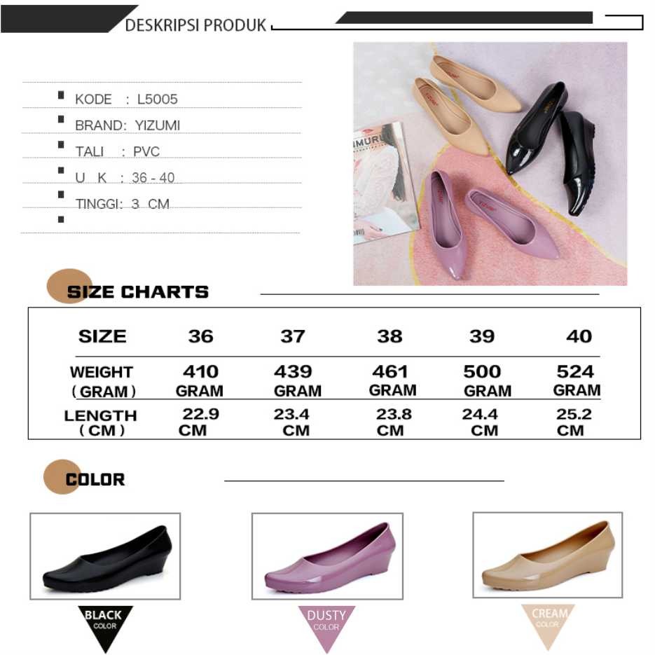 Sepatu Jelly Wanita Wedges | Sepatu Kerja Wanita Yizumi l L5005