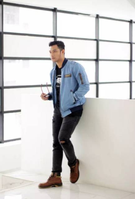 Jaket Jeans Bomber Kapten 01 Terbaru Jaket jeans Distro Jaket Pria Terbaru Jaket denim