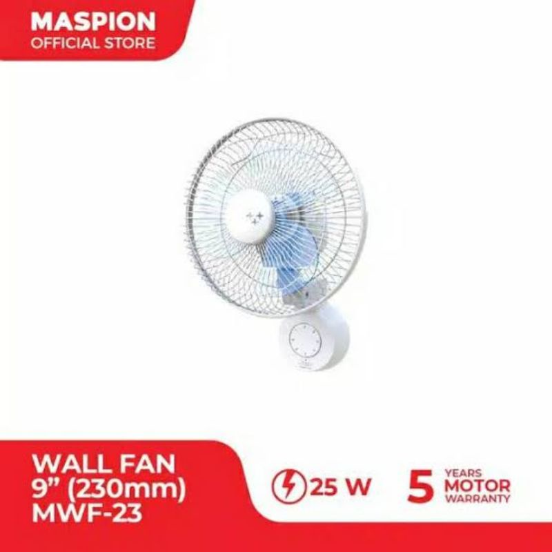 KIPAS ANGIN TEMPEL NEMPEL PASANG DINDING WALL FAN MASPION MWF 232 MWF232 9 INCH IN " 23 CM 3 BALING 