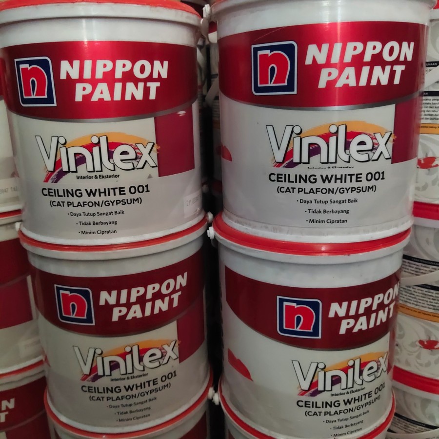 Jual Nippon Paint Vinilex Ceiling White Putih Cat Plafon Grc Gypsum Triplek Tembok Galon