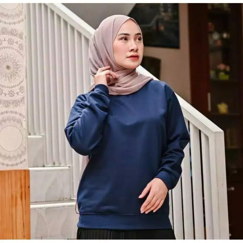 BASIC SWEATER POLOS - SWEATER OBLONG WANITA-Navy