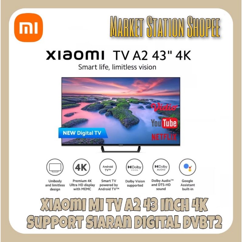 TV Xiaomi GOOGLE TV A Pro 43 Inch 4K UHD Digital DVBT2 Garansi Resmi (MEDAN/LUAR KOTA)