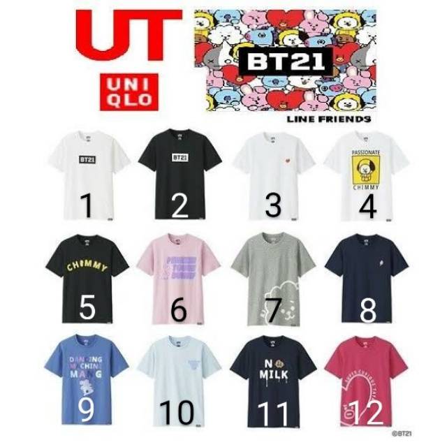 T-shirt Uniqlo X BT21 BTS BTS21 Kaos Tee 100% Original Limited Edition