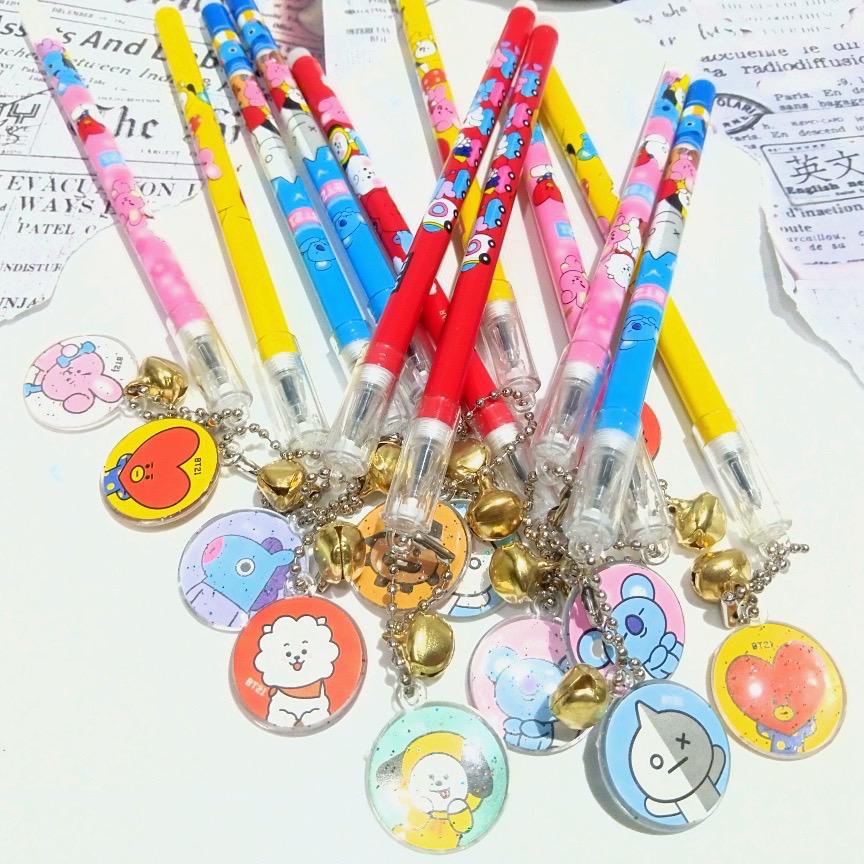 ( 1LUSIN ) PULPEN GEL LONCENG BTS / PEN GANTUNGAN LONCENG BTS QUALITY