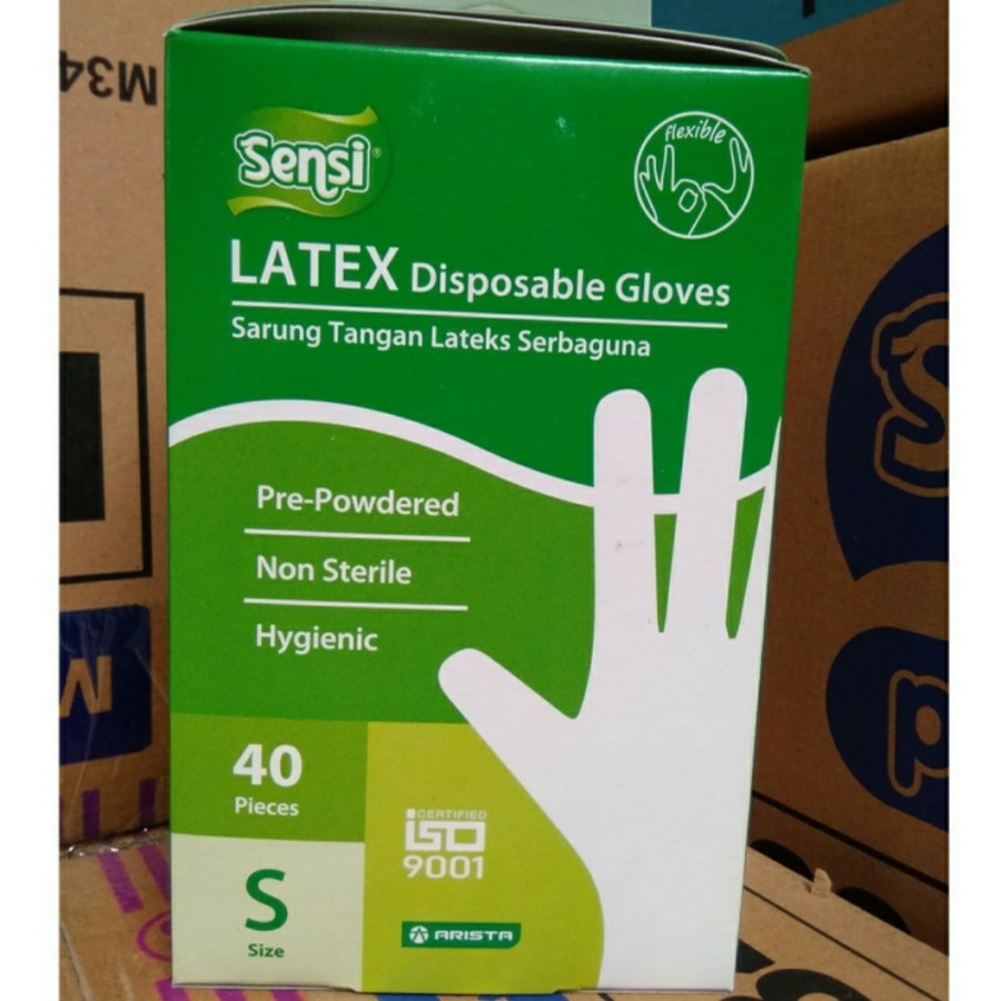 Sarung Tangan Latex Sensi isi 40 pcs-Sensi Latex Disposible  Glove Non Powder