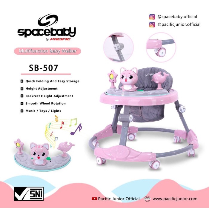 Alat Bantu Jalan Baby Walker SPACEBABY SB 507 Musik Mainan Lampu