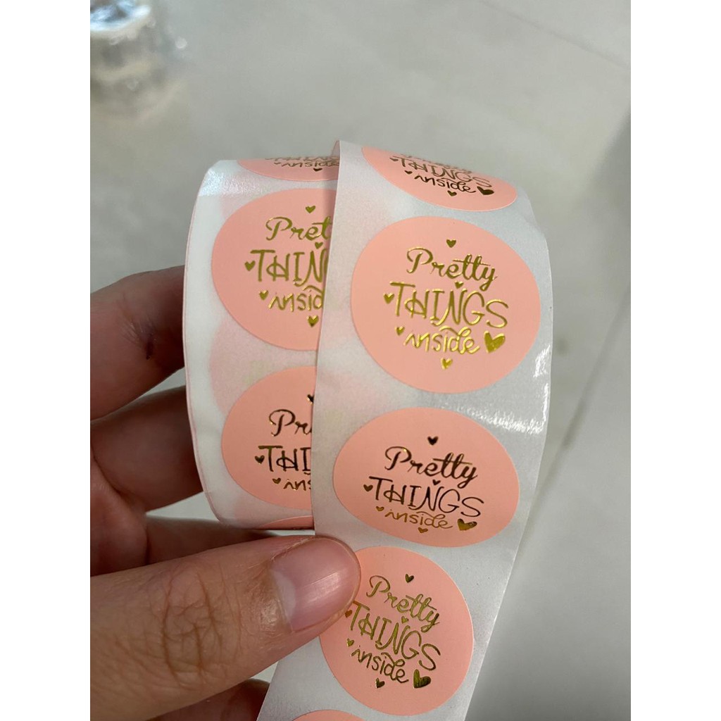

Stiker Label Sticker Pink Gold Pretty Things Inside segel Hadiah Kado Gift